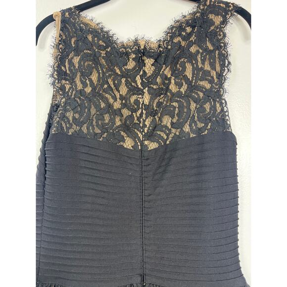 Tadashi Shoji Black Lace Overlay Peplum Midi Dress Medium Cocktail Party Wedding - Picture 5 of 9